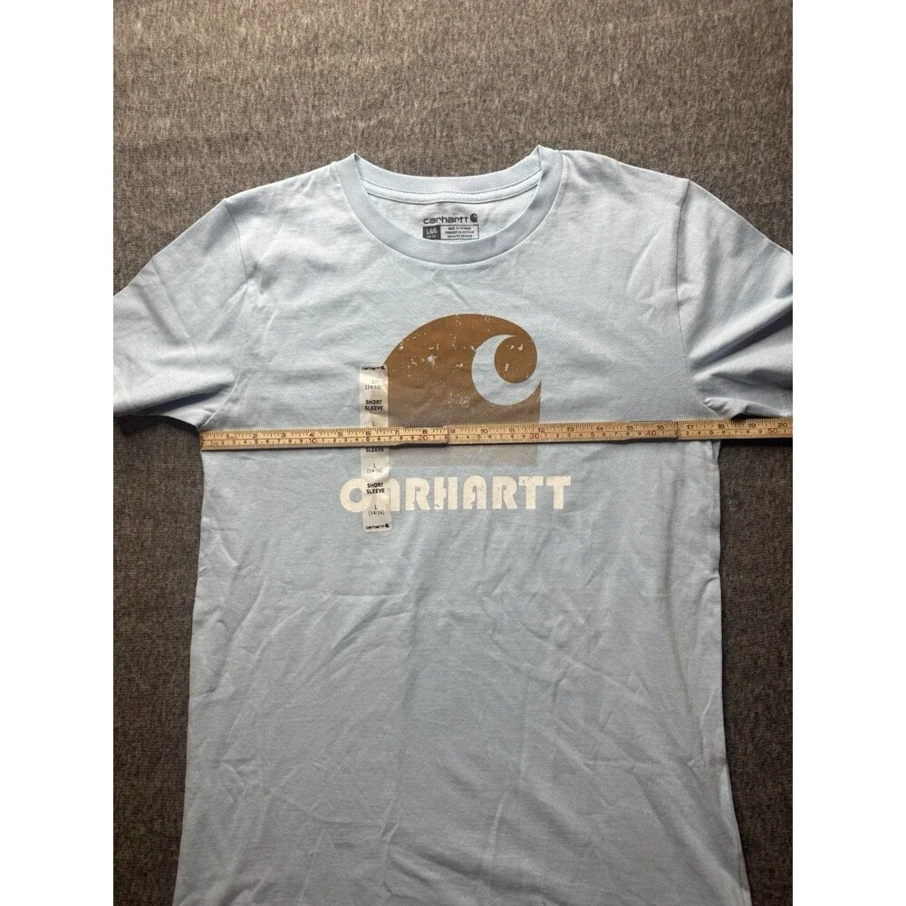 Carhartt Big Kids Blue Rugged Workwear Tee Shirt Basic T-shirt Size L 14-16